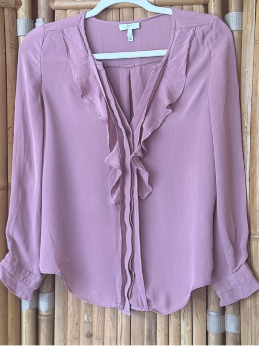 Joie Dusty Rose Ruffled V-Neck Blouse